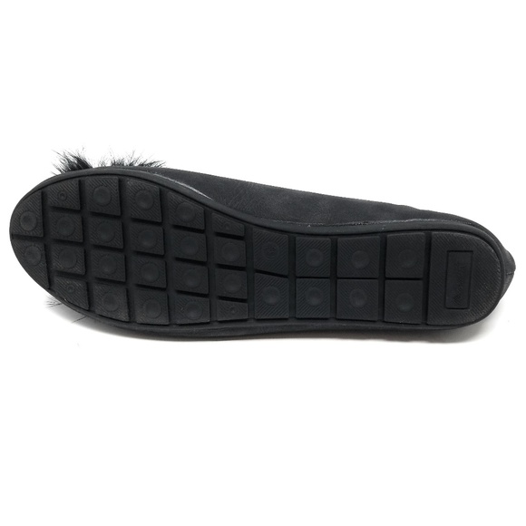 Feather Embellished Bow Flats, B-2641, Black - Picture 4 of 6